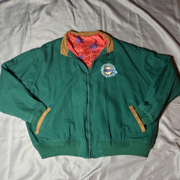 Vtg 1994 NFL Super Bowl XXVII Atlanta Green Bomber 90s WAVY LAYS PROMO Jacket XL